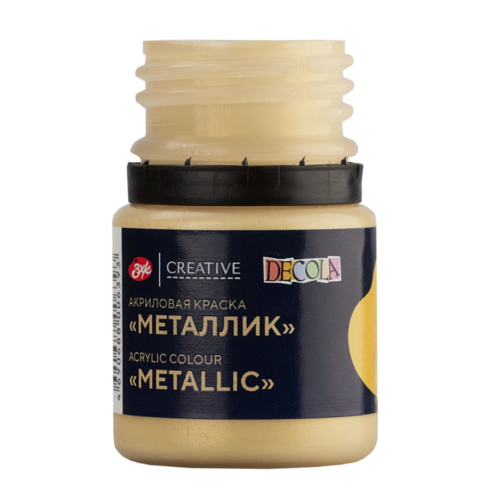Краска акриловая металлик "Декола", 974 золото сусальное, 20 мл., банка - 4