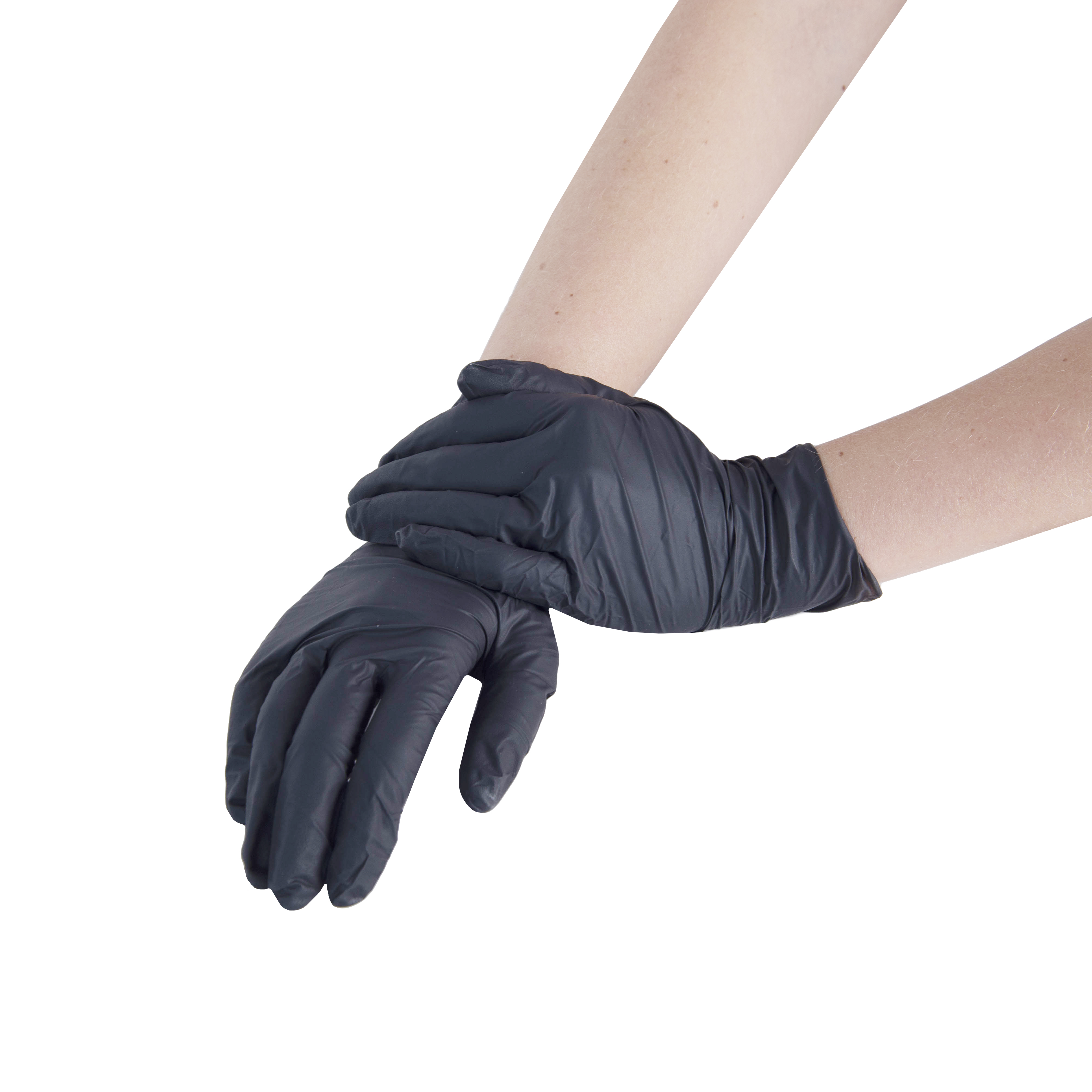 Перчатки нитриловые неопудренные одноразовые BVB, р-р M, 100 шт/упак, черный - 3