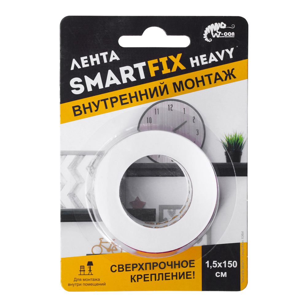 Лента клейкая двусторонняя 15 мм x 1,5 м SmartFix Heavy SFV1515T