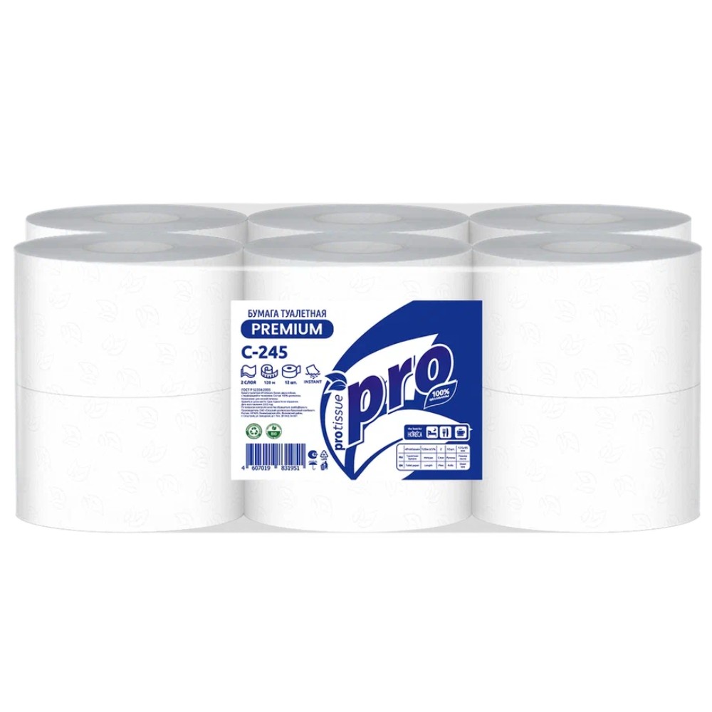 Бумага туалетная  PROtissue 120м, 2 слоя, Instant, 100% целлюлоза