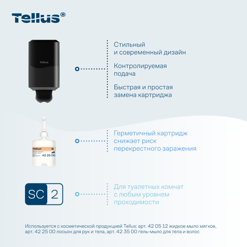 Диспенсер Tellus для косметической продукции мини, черный, SC2 - 8