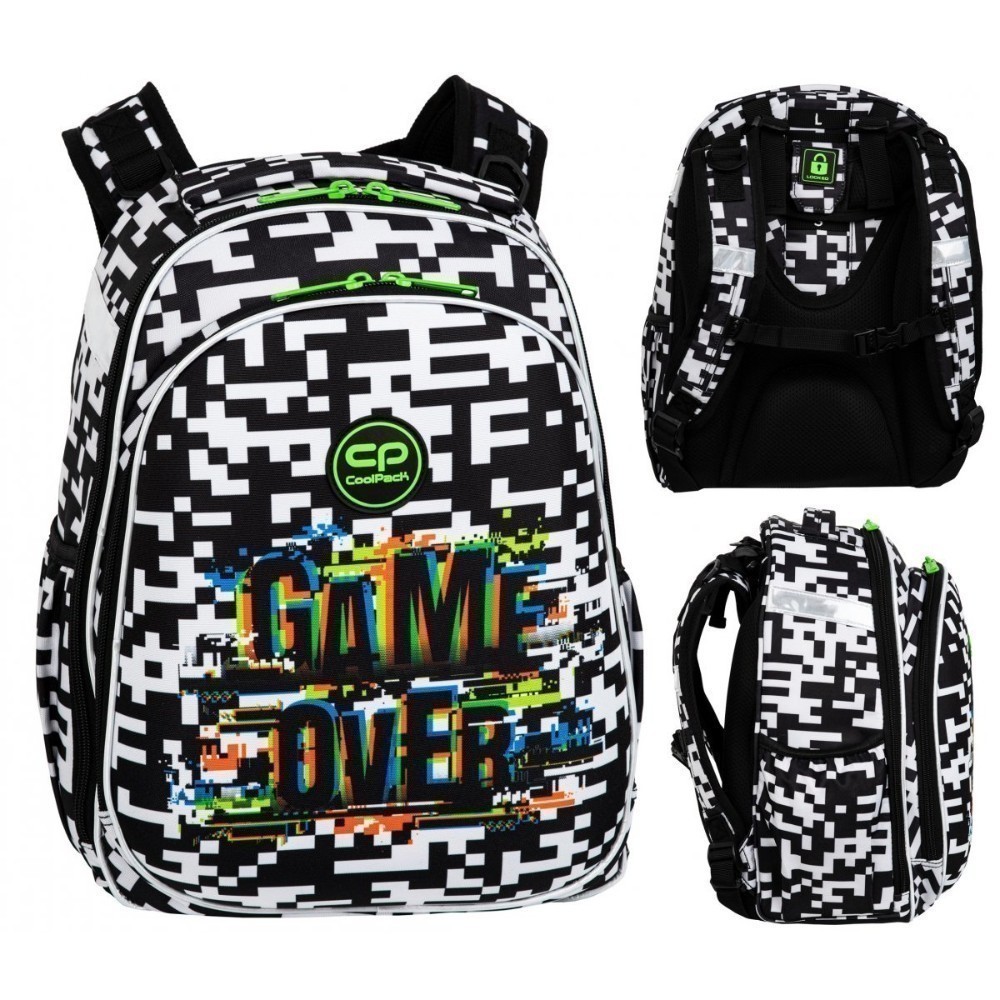 Рюкзак школьный CoolPack "Game over", M, черный, белый