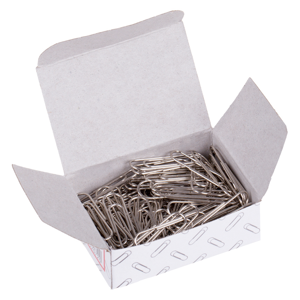 Скрепки никелевые "OfficeSpace", 28 мм, 100 штук, серебристый