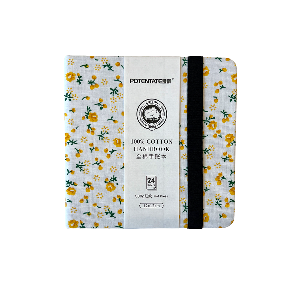 Cкетчбук для акварели "Potentate", горячий пресс, 12х12 см, 300 г/м2, 24 листа, флора