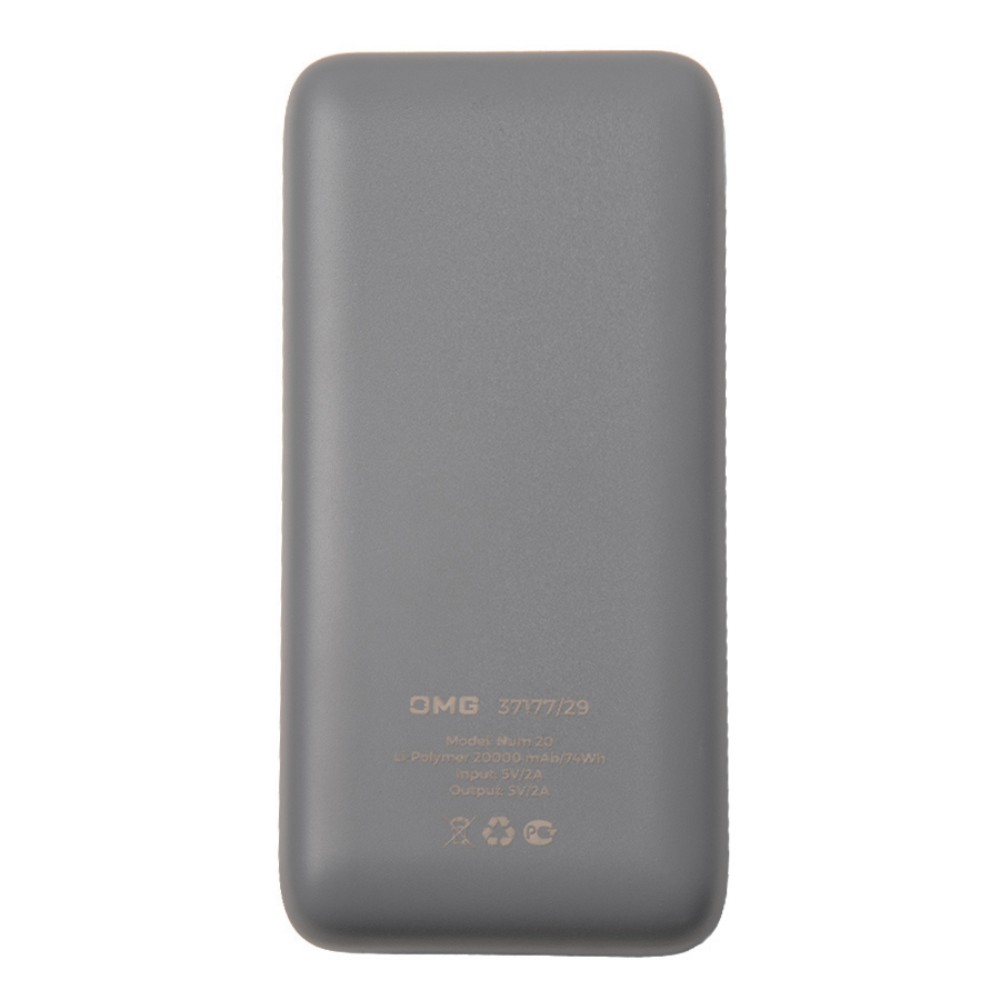 Внешний аккумулятор Power Bank "Num 20", 20000 mAh, серый