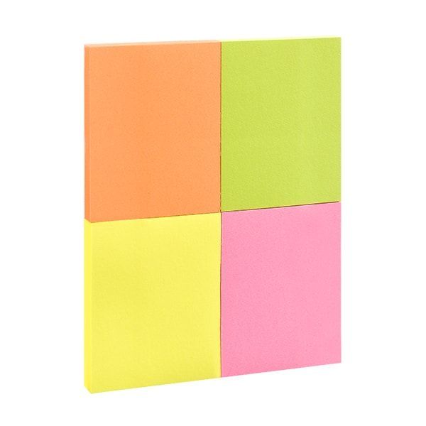 Бумага для записей на клейкой основе "Kores", 40x50 мм, 200 листов, ассорти неон