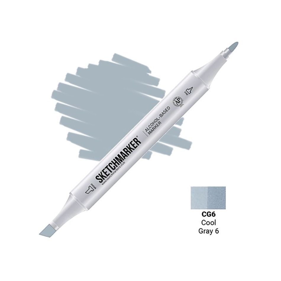 Маркер перманентный двусторонний "Sketchmarker", CG6 серый холодный №6