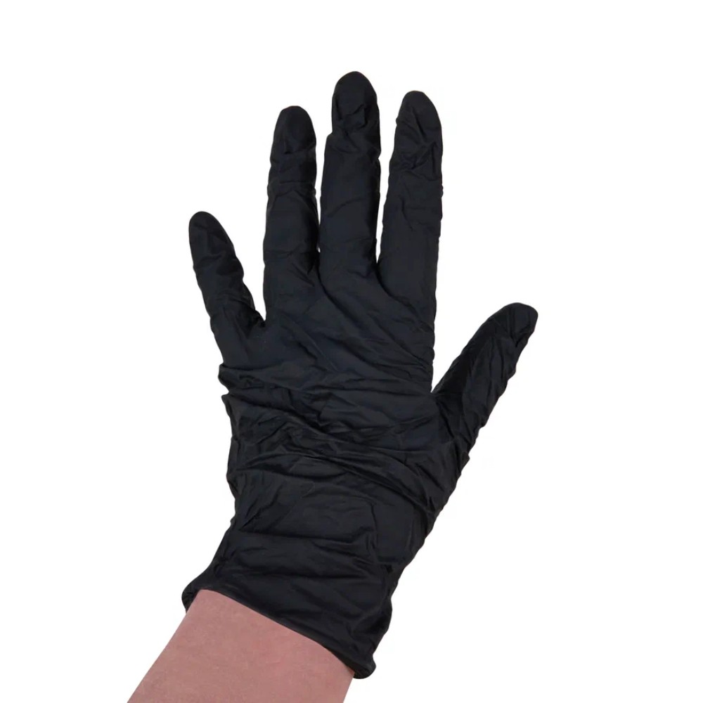 Перчатки нитриловые неопудренные одноразовые  BVB, р-р L, 100 шт/уп., черный - 4
