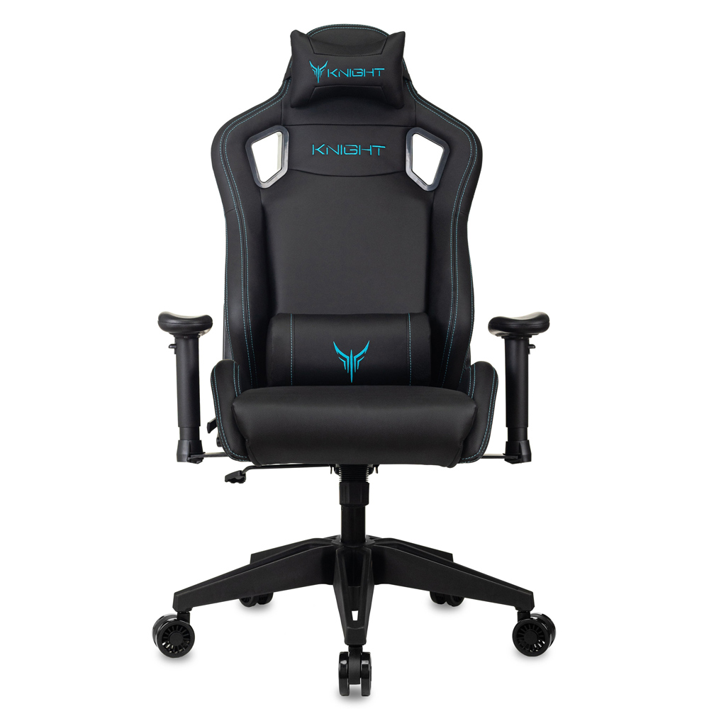 Кресло игровое Бюрократ "Knight Outrider Smile", экокожа, пластик, черный