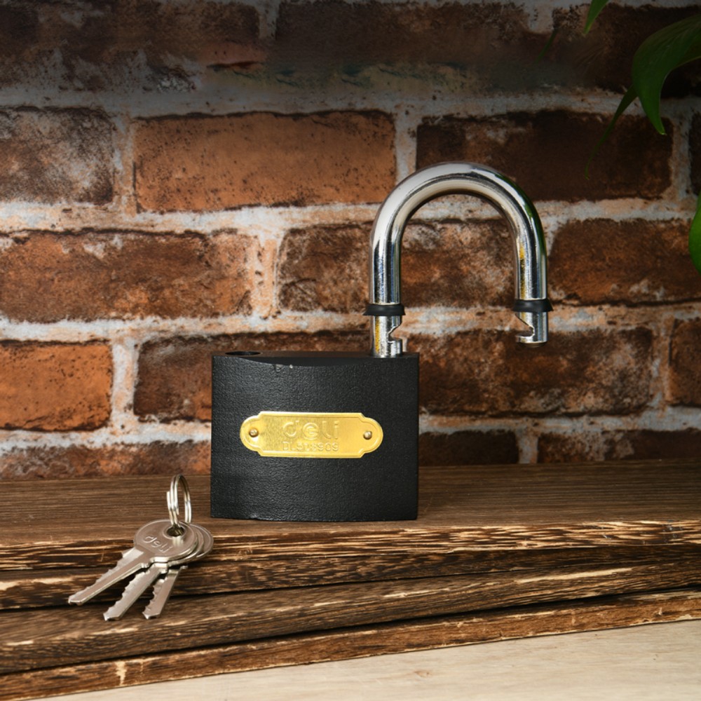 Замок навесной Deli YS EDL508909, 75 мм, автомат, 3 ключа, защита от влаги