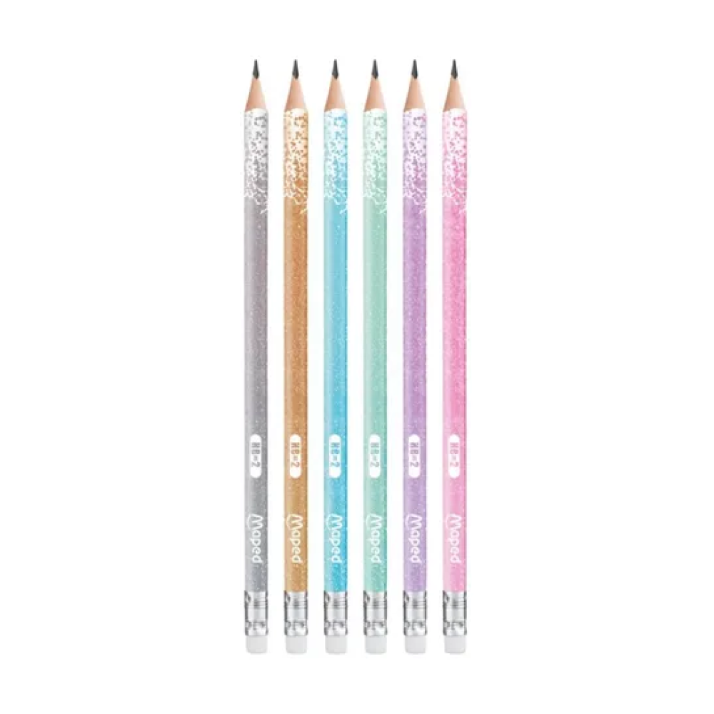 Карандаш простой "Black Peps Glitter Deco", HB, с ластиком, ассорти