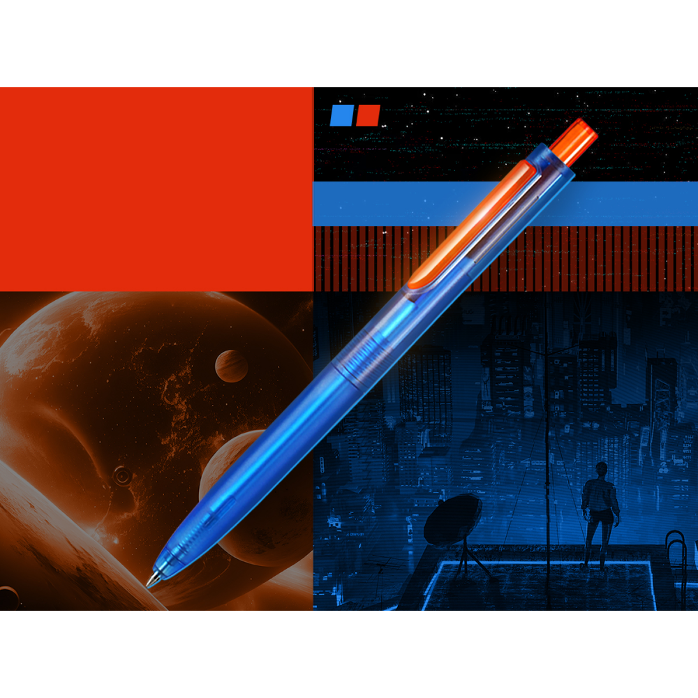 Ручка шариковая автоматическая "Space Up Cyber", 0,7 мм, синий, оранжевый, стерж. синий - 3
