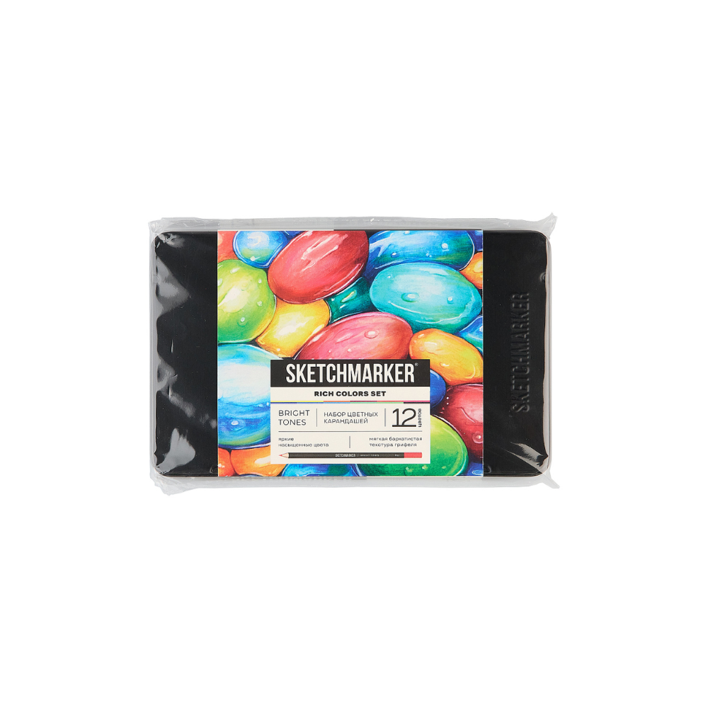Карандаши цветные "Sketchmarker Яркие цвета", набор 12 цветов, жестяной пенал