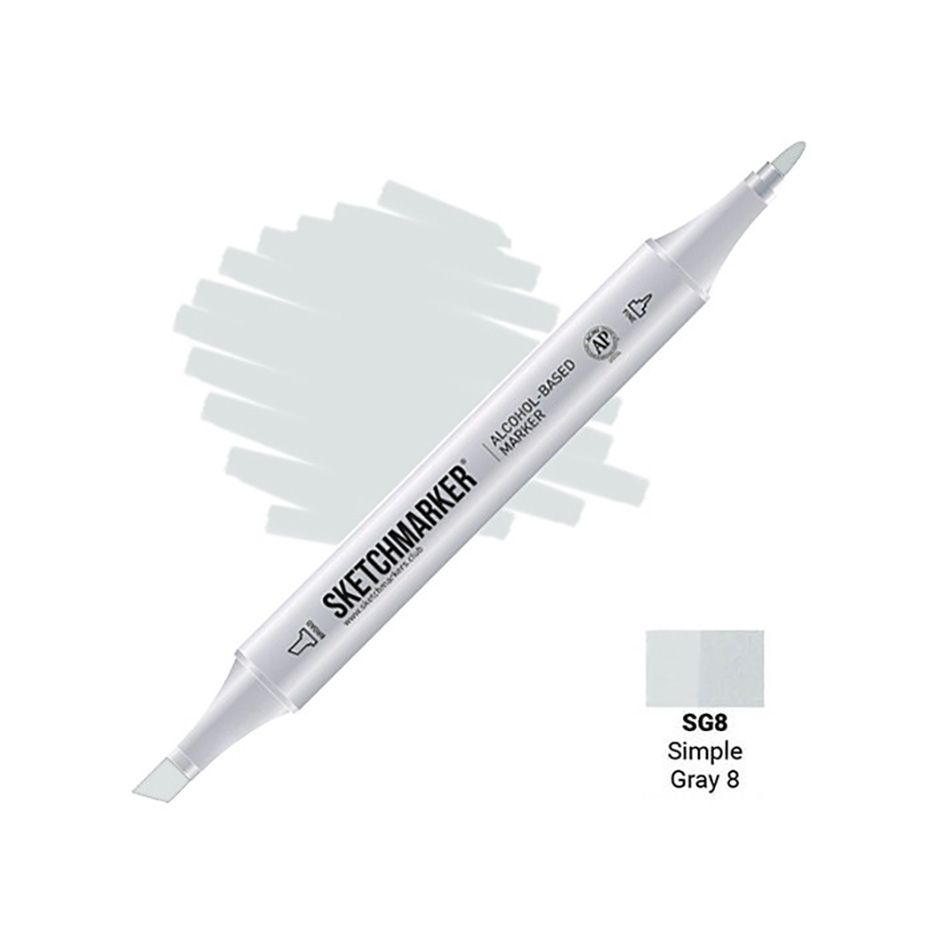 Маркер перманентный двусторонний "Sketchmarker", SG8 серый простой №8