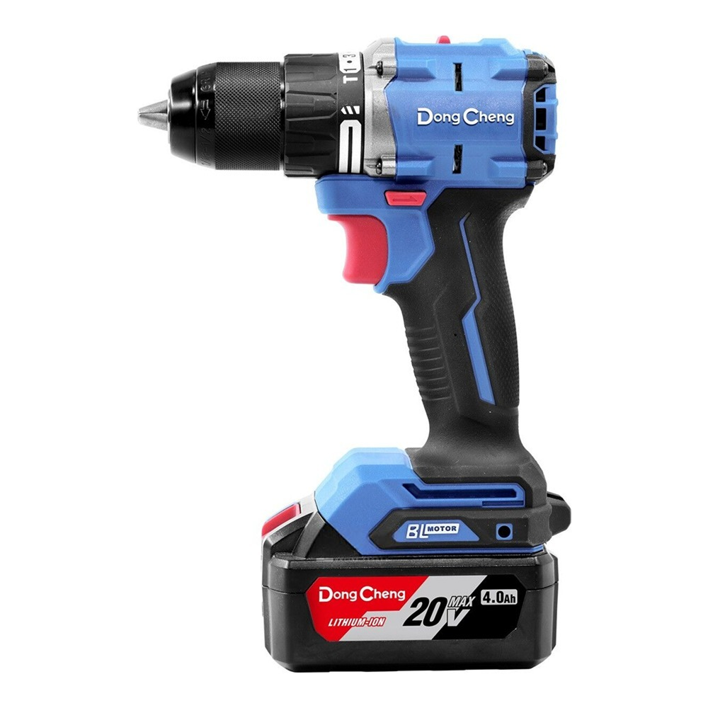 Дрель-шуруповерт "DongCheng" аккум., бесщеточная 20В, 850Вт, 120Нм, аккум. 4.0Ач*2, з/у 4А, тип EM - 3