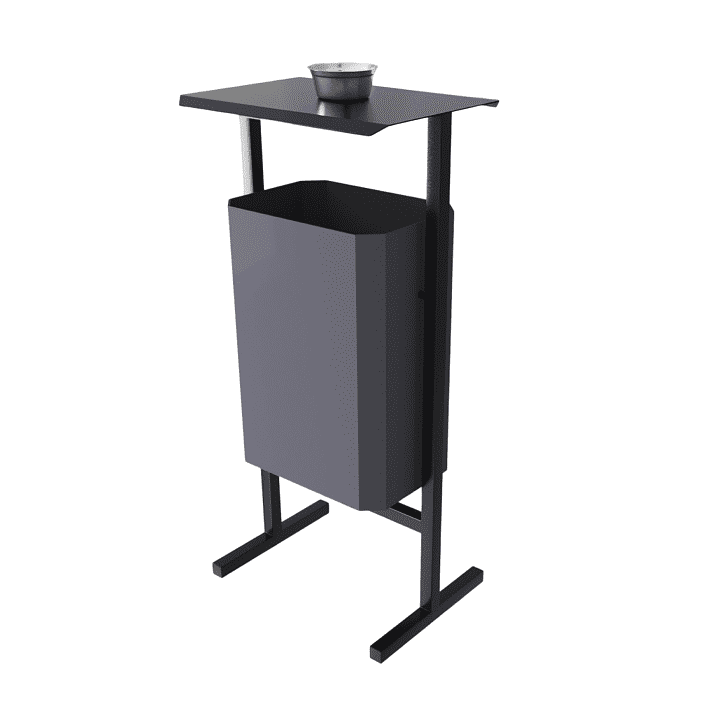 Урна уличная для мусора СТАНДАРТ с пепельницей, 35 л, металл, серый