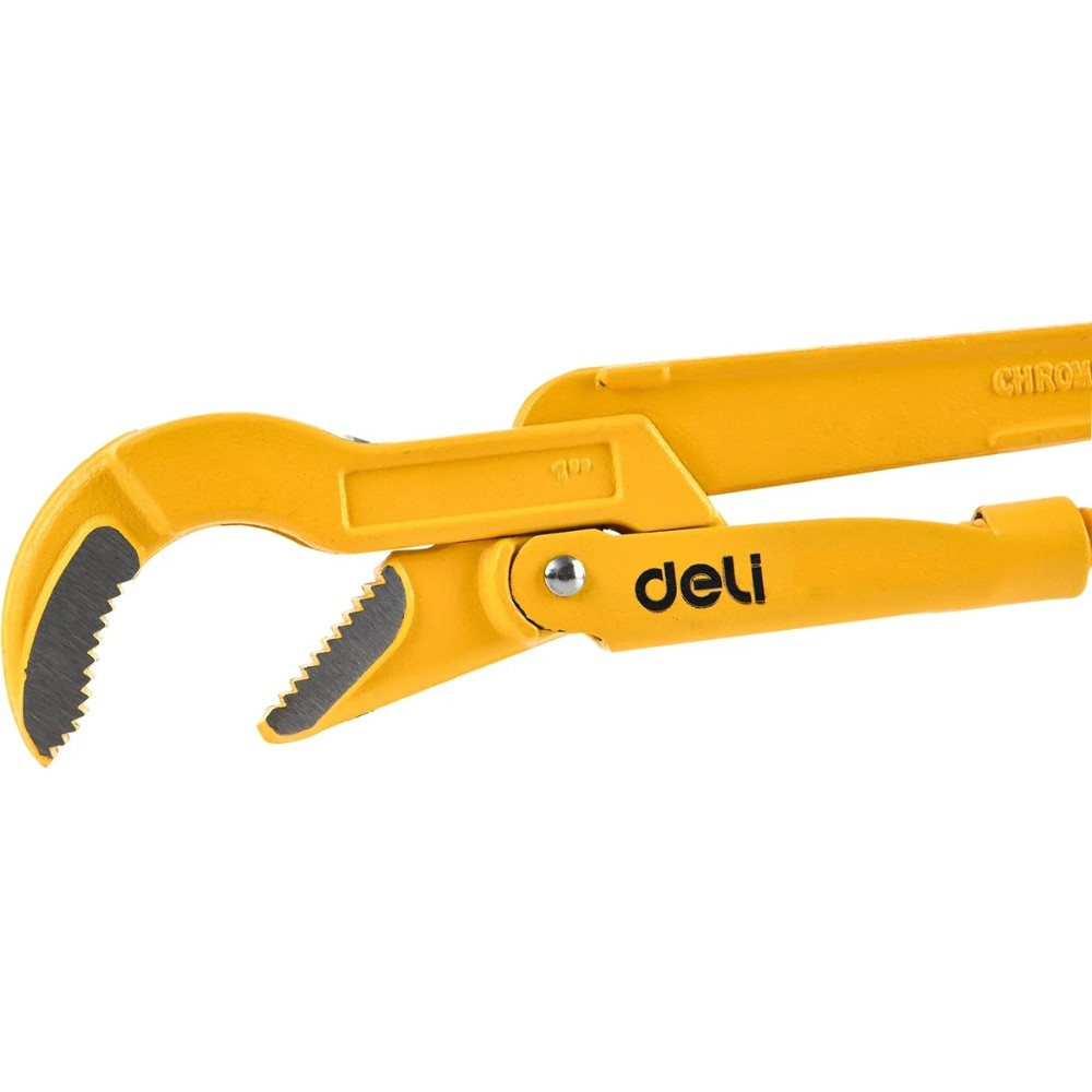 Ключ трубный Deli YS EDL105255 1.5", тип S, расрытие губок 55 мм, желтый