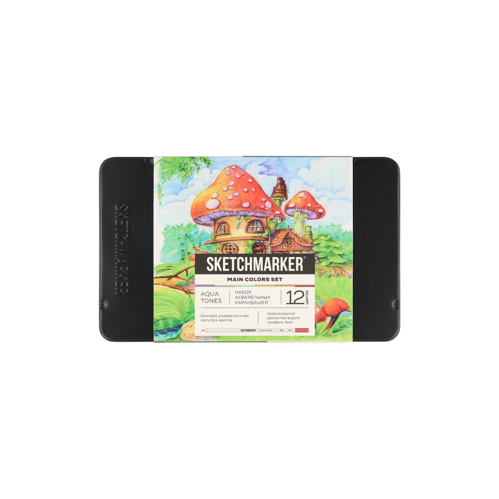 Цветные карандаши акварельные "Sketchmarker Основные цвета", набор 12 цветов, жестяной пенал