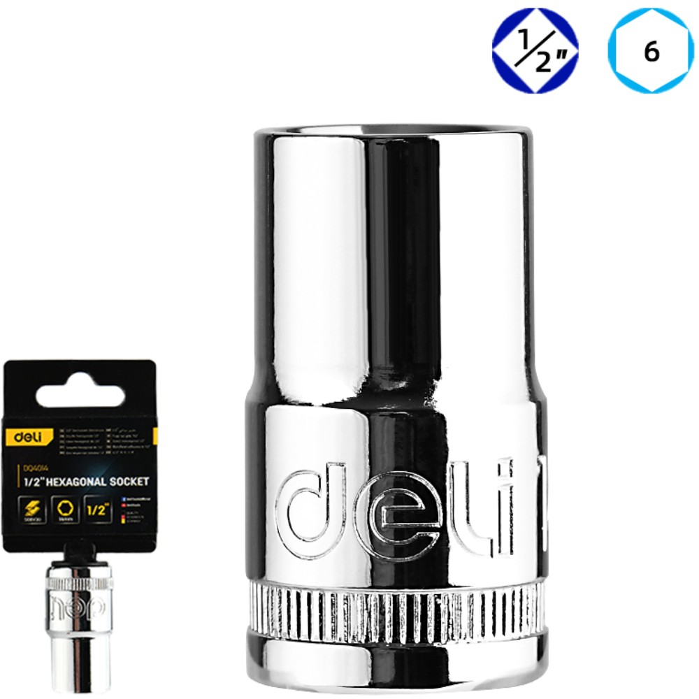 Головка торцевая шестигранная Deli YS EDQ4014 1/2", 14 мм, серебристый