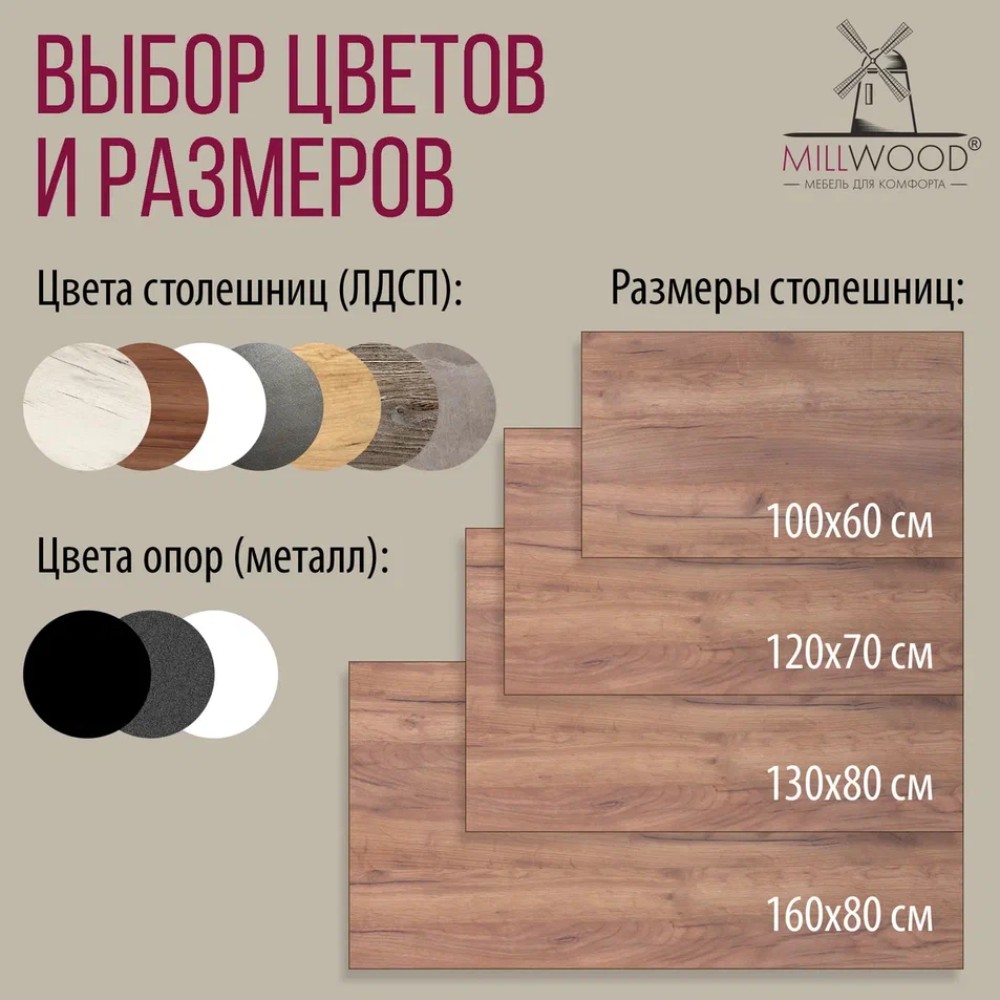 Стол Millwood Сеул, 1300х800 мм, дуб табачный крафт, черный - 10