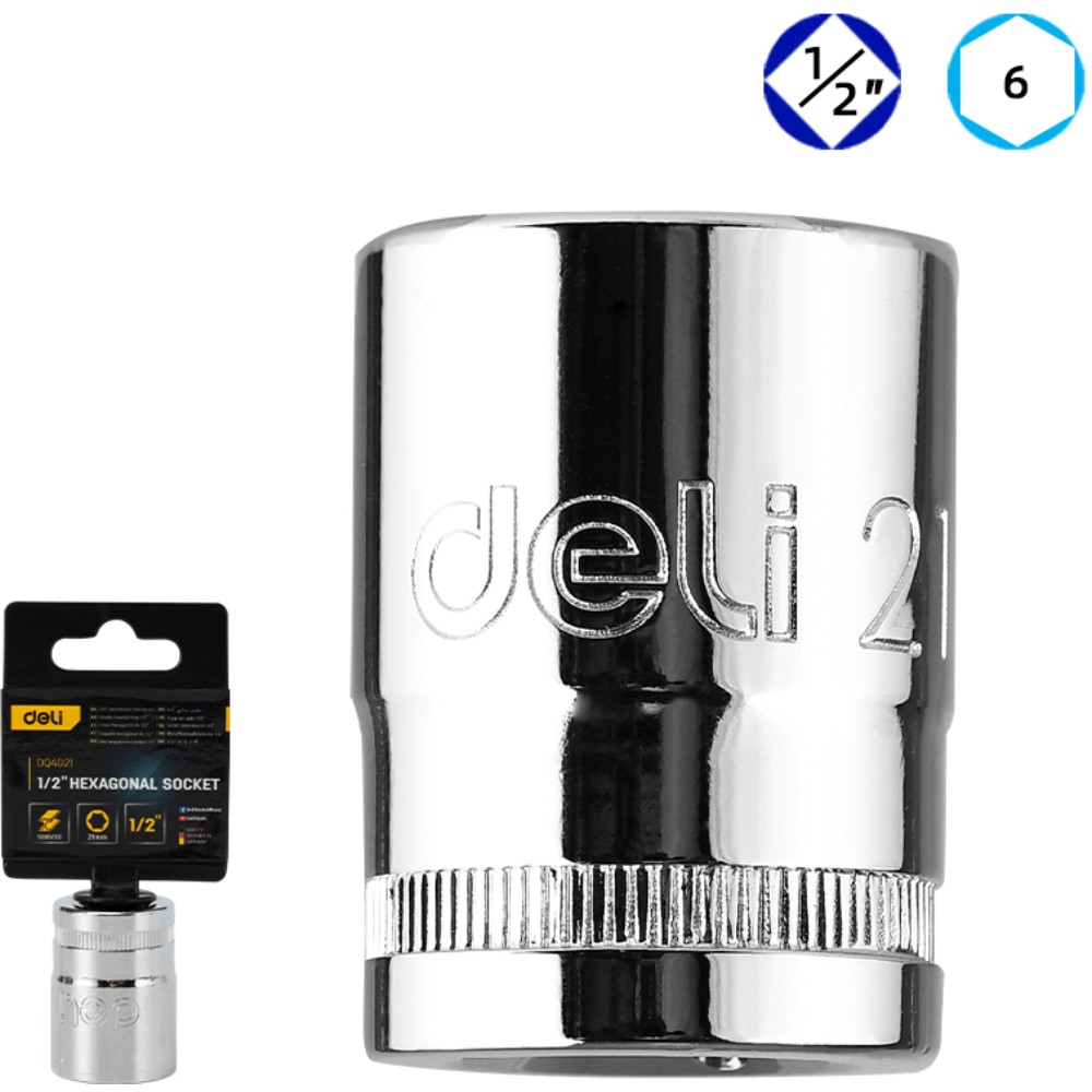 Головка торцевая "Deli" 21 мм, серебристый