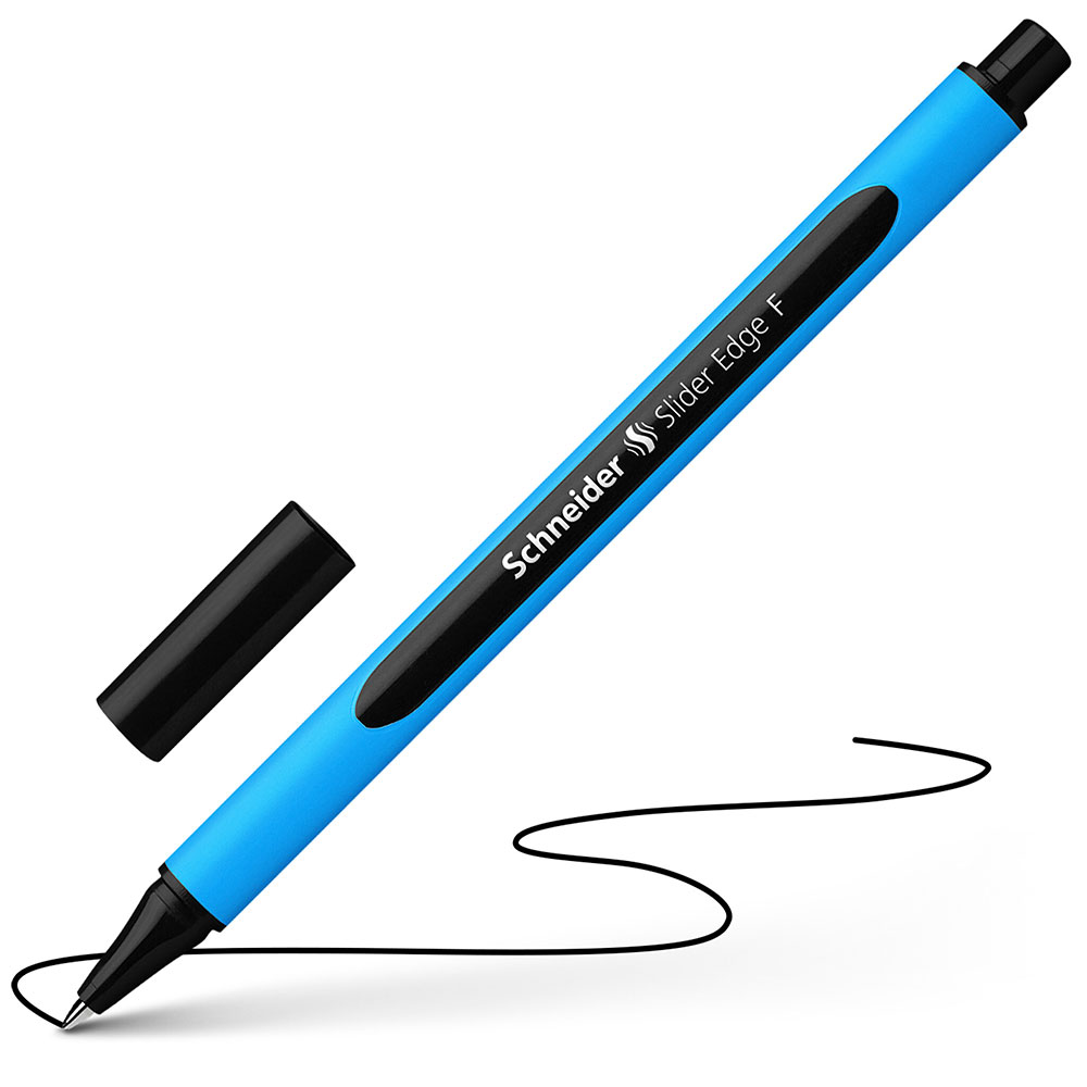 Ручка шариковая "Schneider Slider Edge F", голубой, черный, стерж. черный