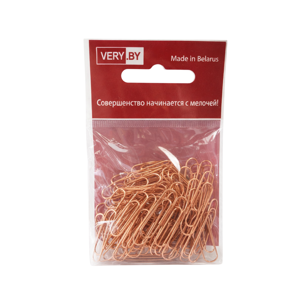 Скрепки овальные "VB", 21 мм, металл, 100 шт, золотистый