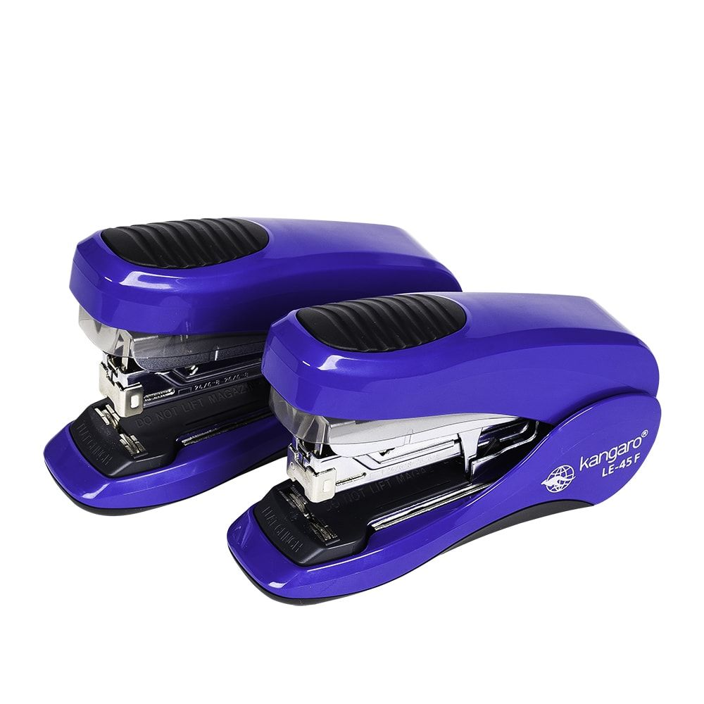 Скобосшиватель "LE-45F" + скоба, 24/6, 24/8, 26/6, 26/8, 30-40 листов, темно-синий, на 50% меньше усилий при нажатии