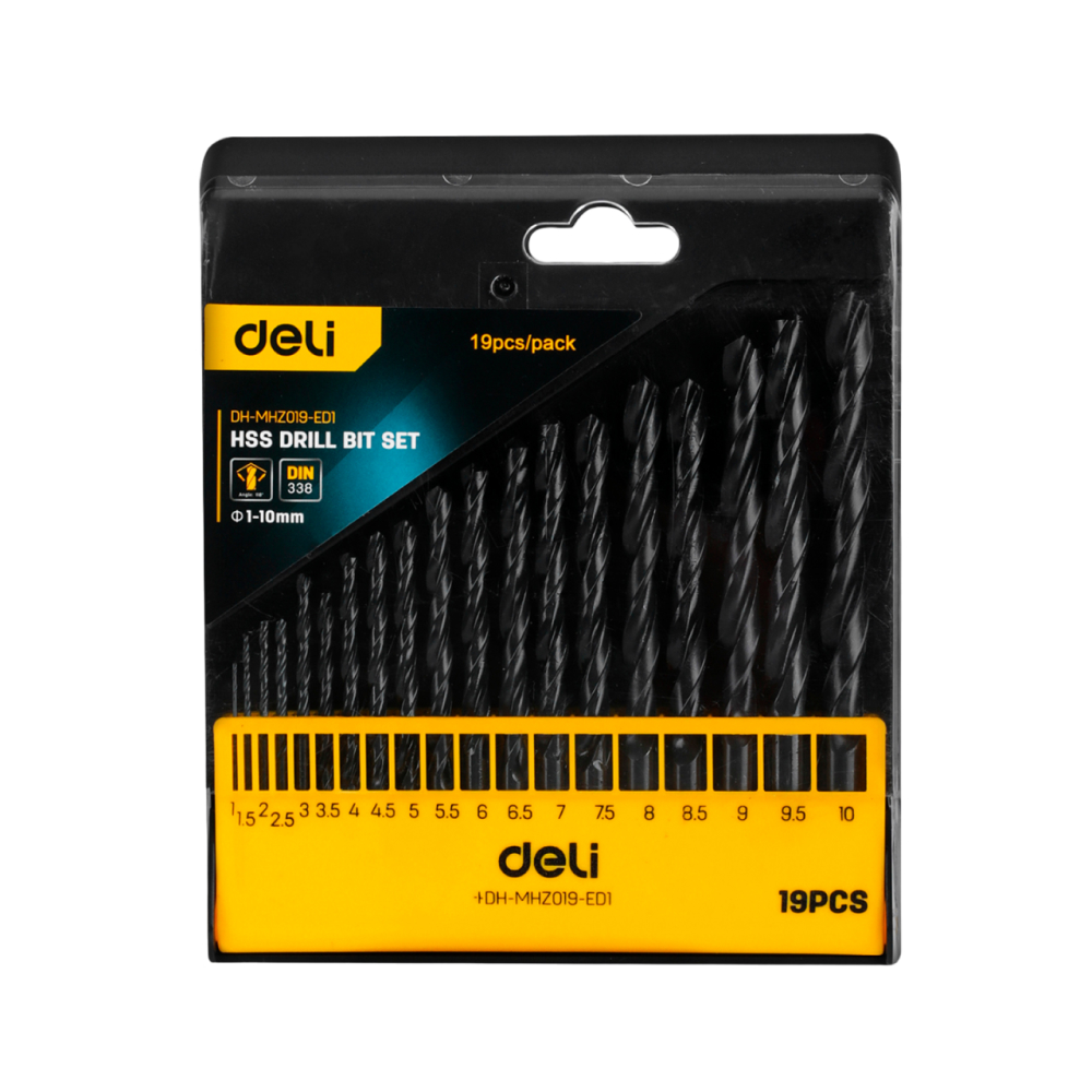 Набор сверл по металлу Deli "EDH-MHZ019-ED1", 19 шт, черный