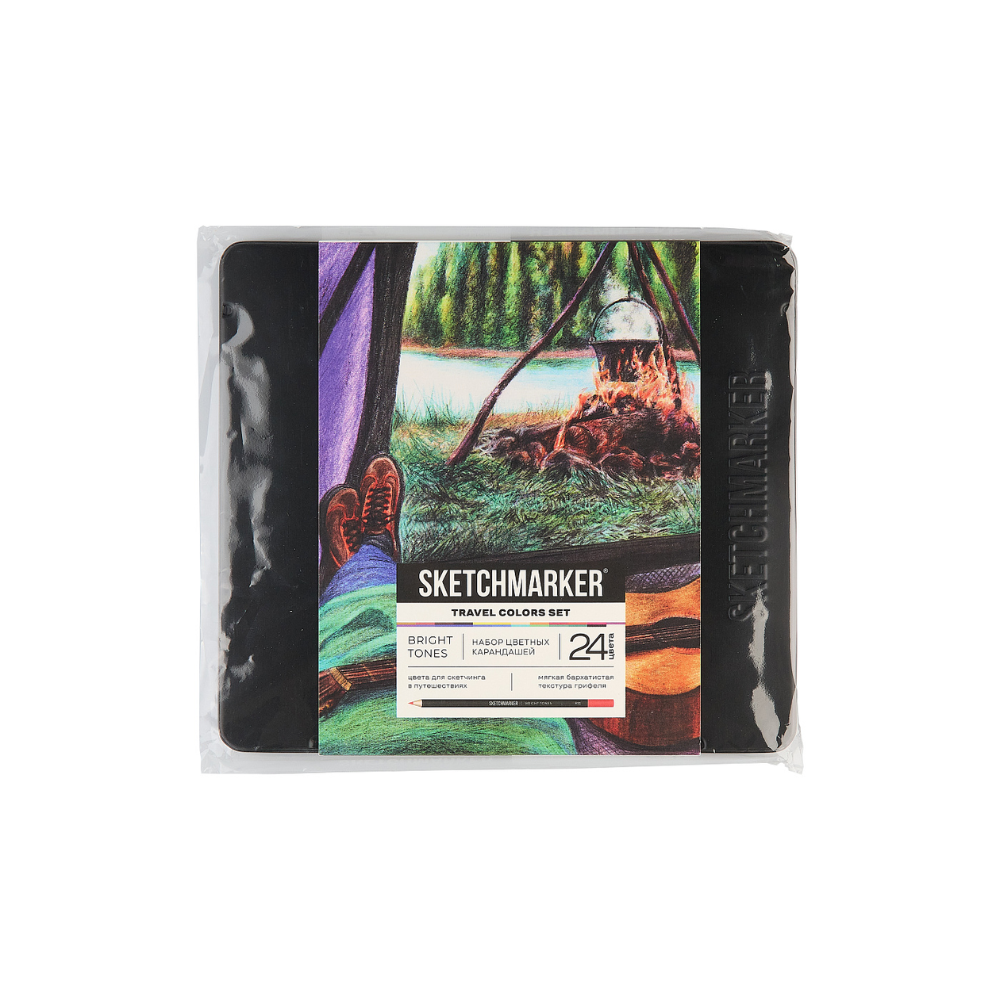 Карандаши цветные "Sketchmarker Путешествия", набор 24 цвета, жестяной пенал.