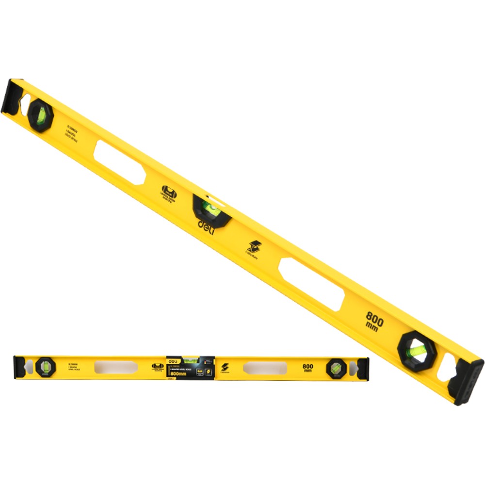 Уровень строительный Deli YS EDL29800G, 800 мм, рельсовый