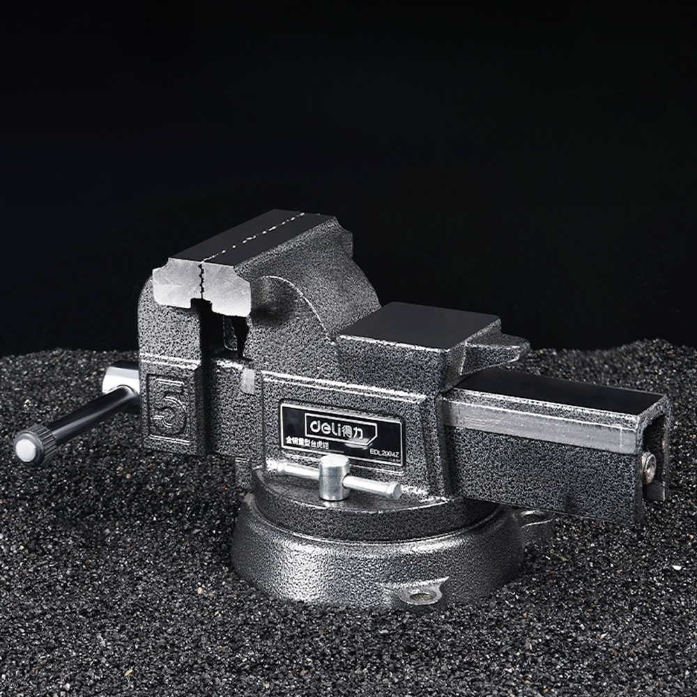 Тиски стальные Deli YS EDL2906Z, поворотные, с наковальней, 6"-150 мм