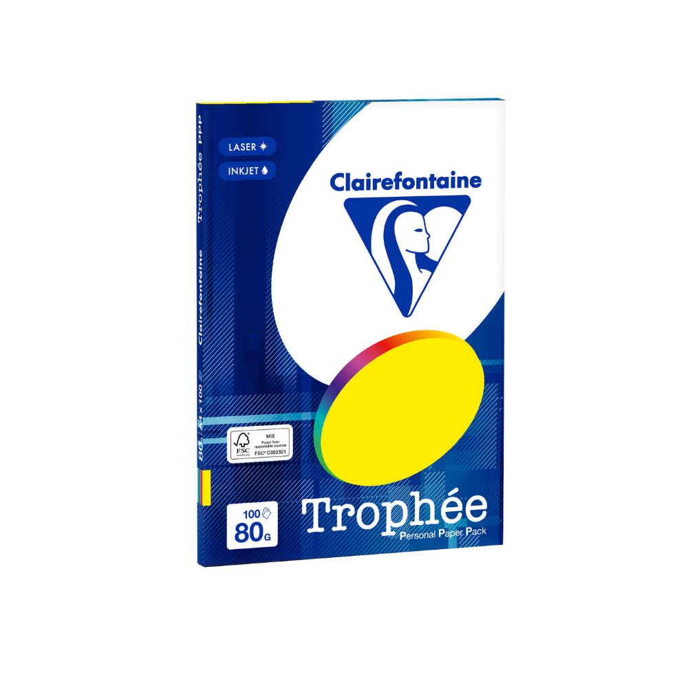 Бумага цветная "Trophée", А4, 100 листов, 80 г/м2, ассорти яркий
