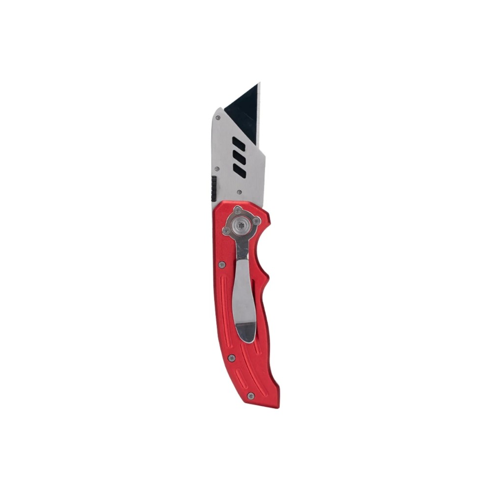 Нож строительный складной Deli RS EDL040, трапеция, 19T, красный - 4