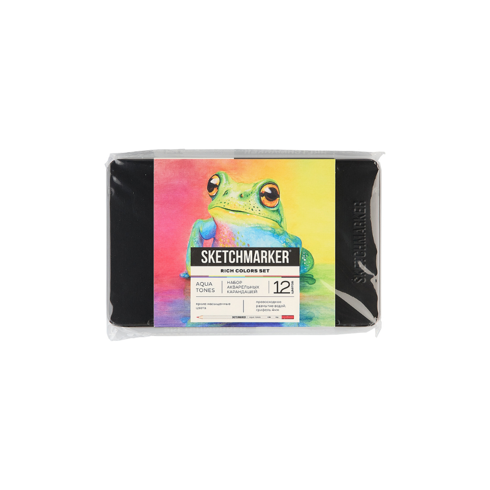 Цветные карандаши акварельные "Sketchmarker Яркие цвета", набор 12 цветов, жестяной пенал