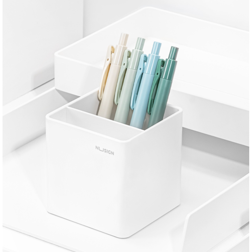 Подставка для ручек "Nusign", пластик, 2 деления, белый