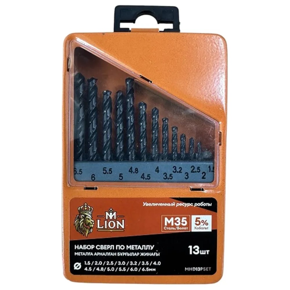 Набор сверл по металлу M-Lion, MHD13PSET, 1,5-6,5 мм, 13 шт.
