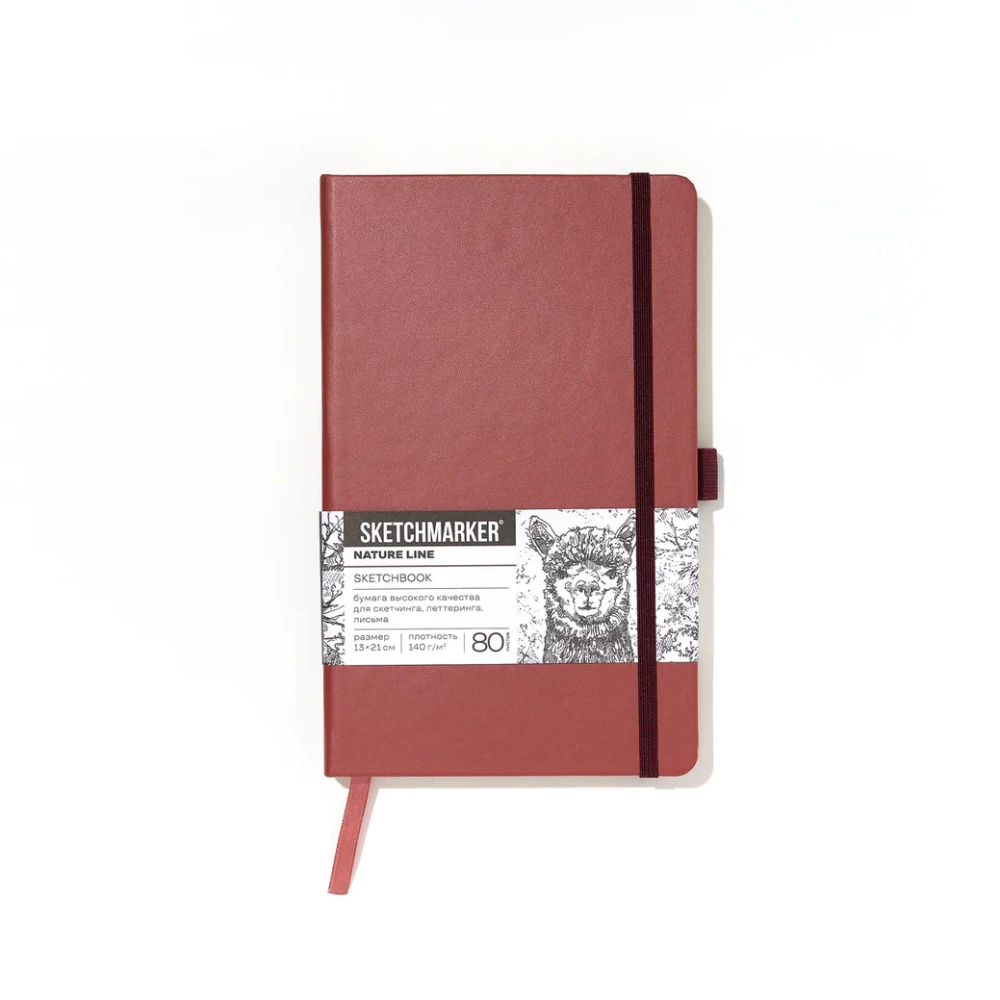 Скетчбук "Sketchmarker", 13х21 см, 140 г/м2, 80 листов, красный винтаж