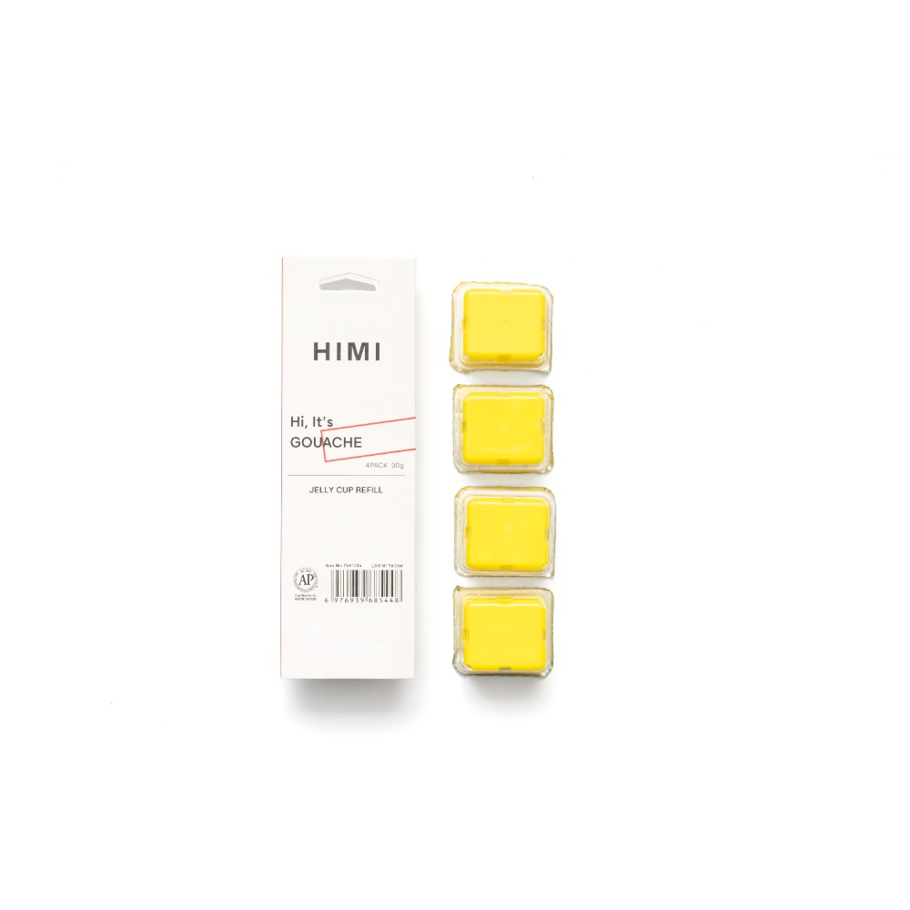Краски гуашевые "Himi Jelly Cup", лимонный жёлтый, набор  рефилов 4 шт., 30 мл.