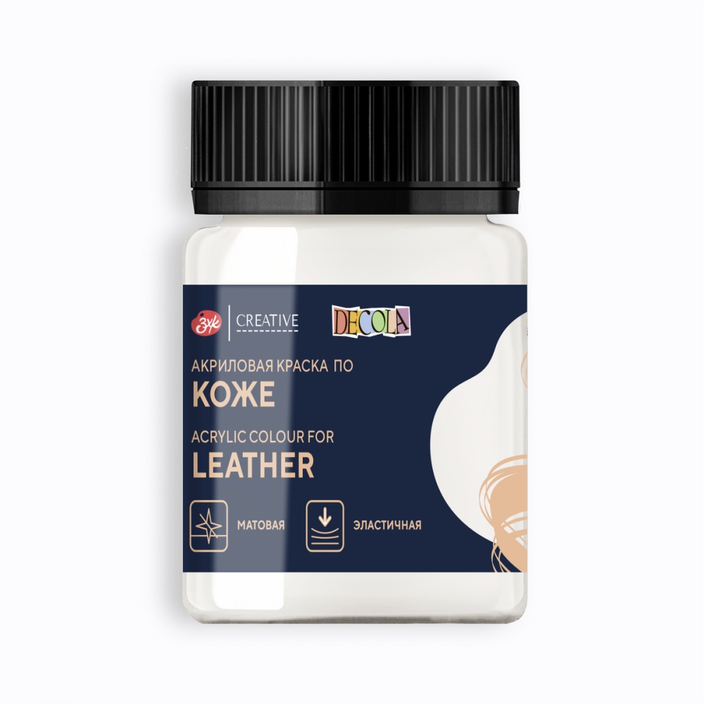 Краска акриловая для кожи "Декола", 104 белая, 50 мл., банка