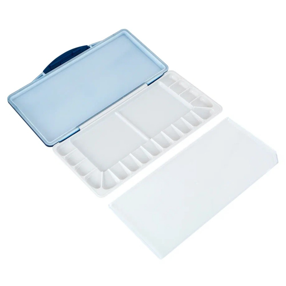 Палитра пластиковая "Белые ночи", прямоугольная, 18 ячеек, с крышкой