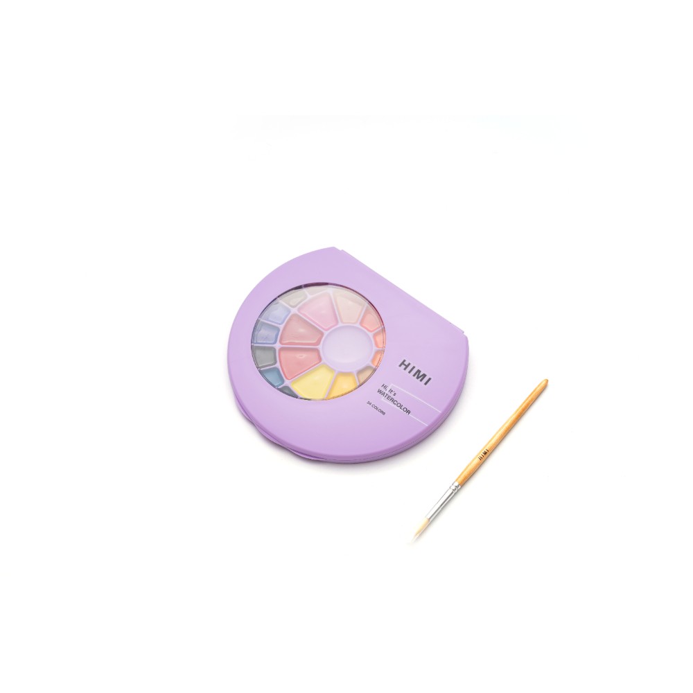 Краски акварельные "Himi", набор, 24 цвета, фиолетовый футляр