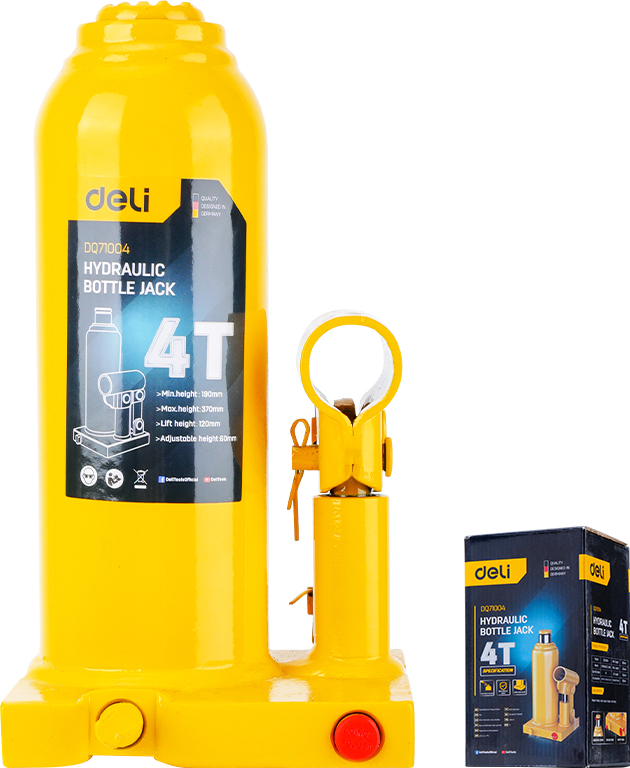 Домкрат гидравлический "Deli" 4000 кг, 190-370 мм, желтый