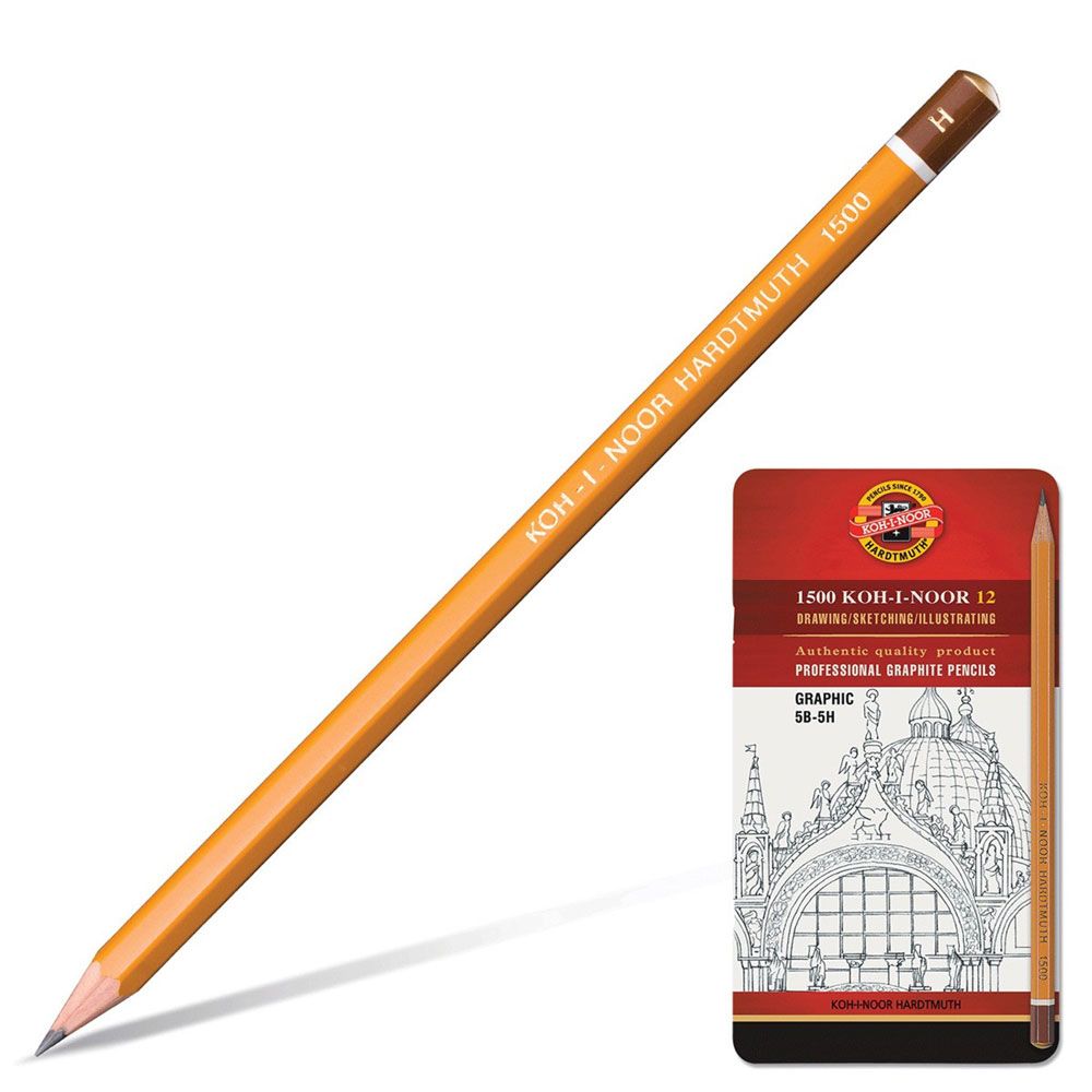 Набор карандашей чернографитных "Koh-I-Noor 1500 Graphic", 5В-5Н, 12 шт.