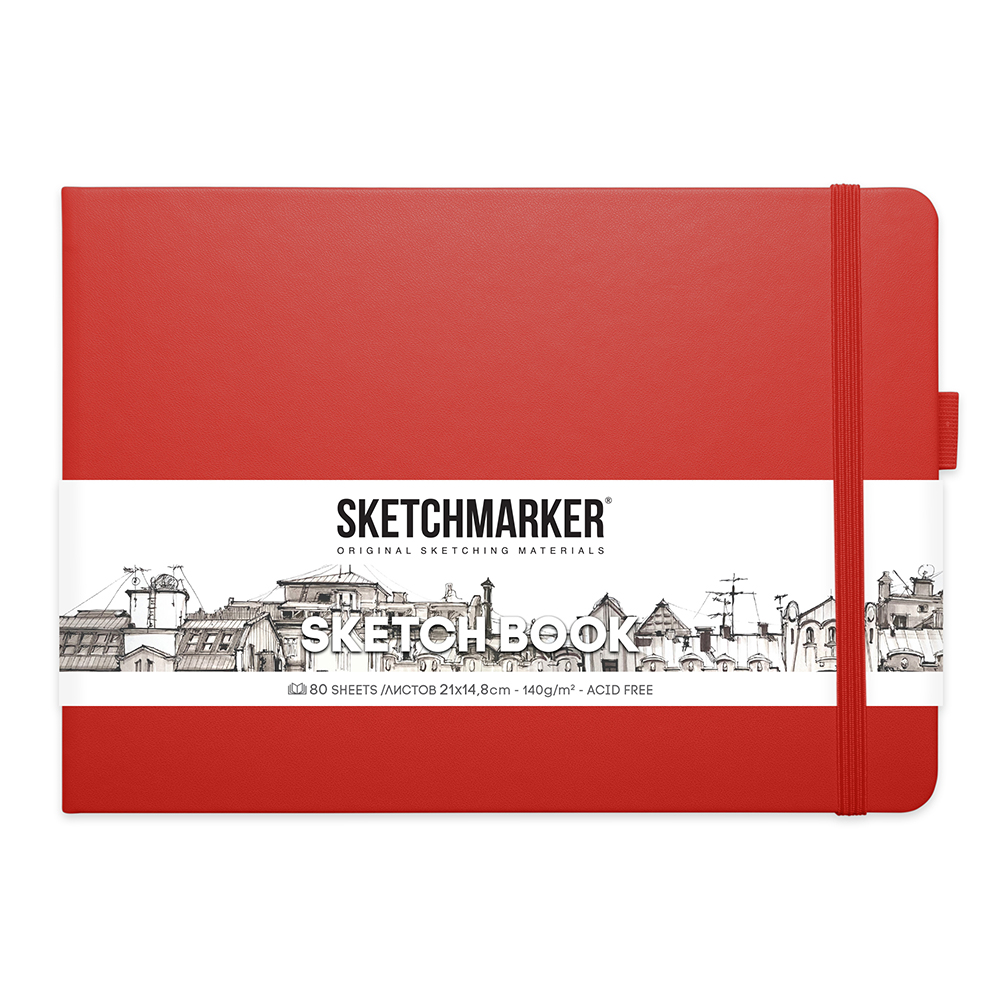 Скетчбук "Sketchmarker", 21x14.8 см, 140 г/м2, 80 листов, красный пейзаж