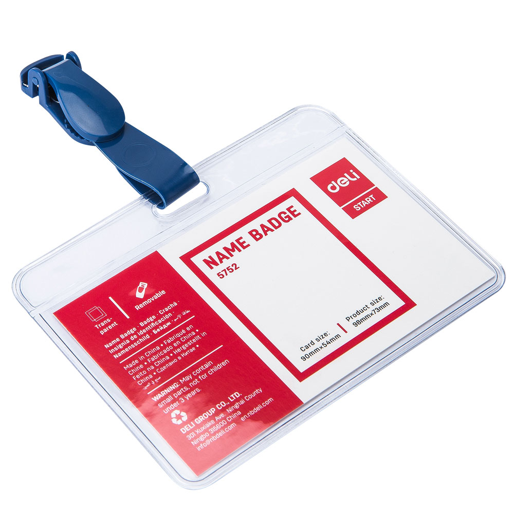 Бейдж на ремешке с клипсой, 90x54 мм, 50 шт/упак, прозрачный