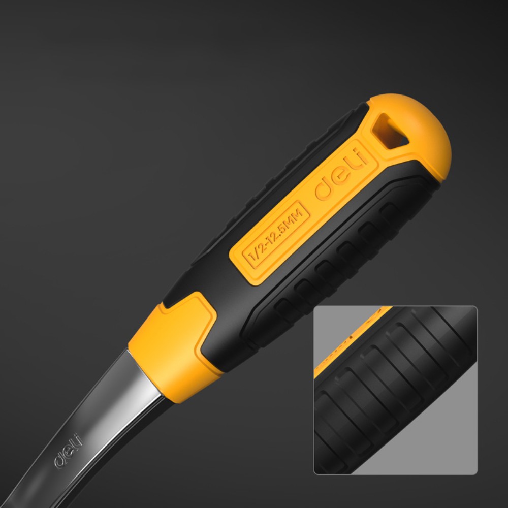 Ключ-трещотка Deli RS EDL2324 1/4", 150 мм, 72 зуба, черный, желтый - 6