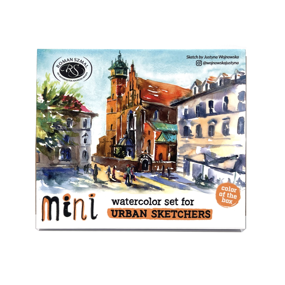 Краски акварельные "Aquarius. Mini Urban Sketcher set", 8 цветов, полукюветы, коробка, абрикос