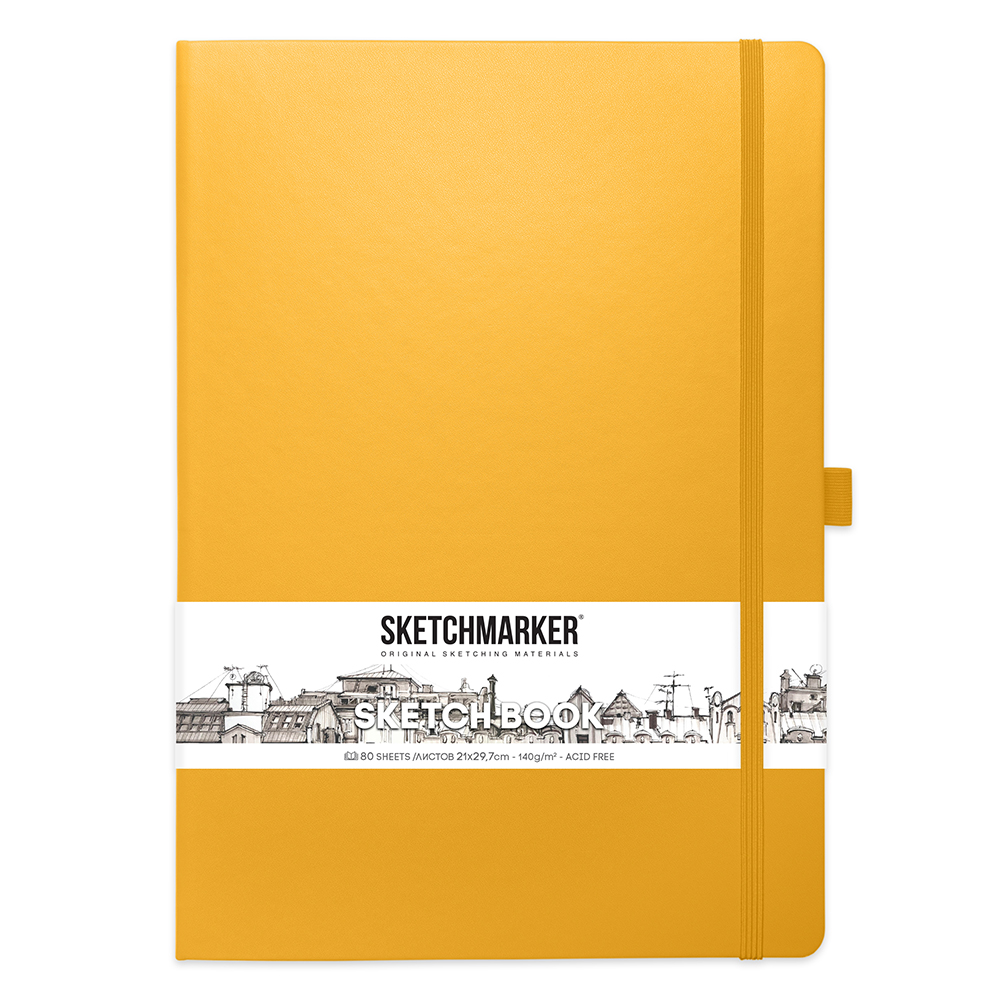 Скетчбук "Sketchmarker", 21x30 см, 140 г/м2, 80 листов, желтый