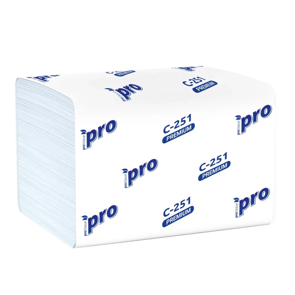 Салфетки бумажные PROtissue, 16х21см, 2 слоя, белый, 200 листов, 100% целлюлоза